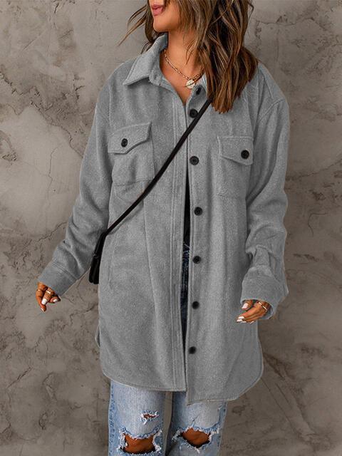 Bold And Comfy Button Down Long Shirt Jacket-MXSTUDIO.COM