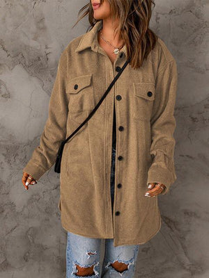 Bold And Comfy Button Down Long Shirt Jacket-MXSTUDIO.COM