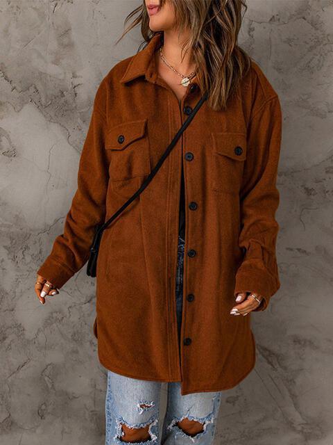 Bold And Comfy Button Down Long Shirt Jacket-MXSTUDIO.COM