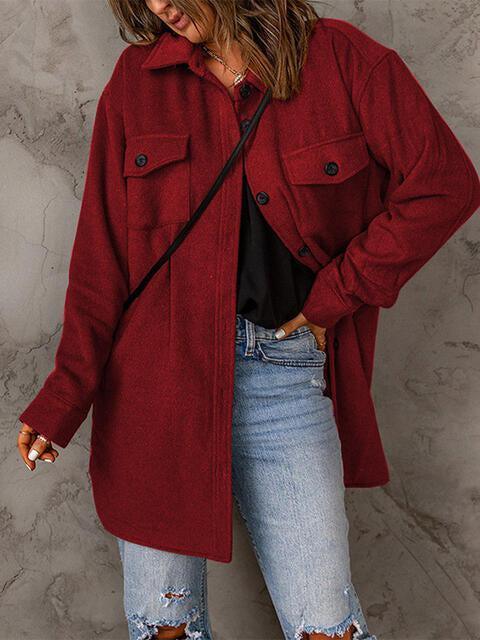 Bold And Comfy Button Down Long Shirt Jacket-MXSTUDIO.COM