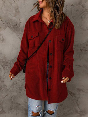 Bold And Comfy Button Down Long Shirt Jacket-MXSTUDIO.COM