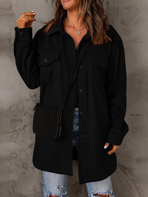 Bold And Comfy Button Down Long Shirt Jacket-MXSTUDIO.COM