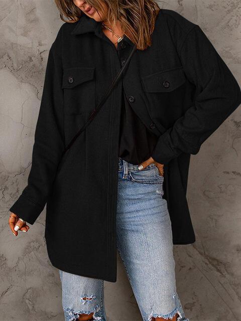 Bold And Comfy Button Down Long Shirt Jacket-MXSTUDIO.COM