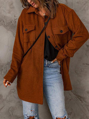 Bold And Comfy Button Down Long Shirt Jacket-MXSTUDIO.COM