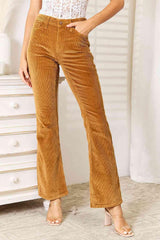 Bootcut Design Mid Rise Plus Size Corduroy Pants - MXSTUDIO.COM