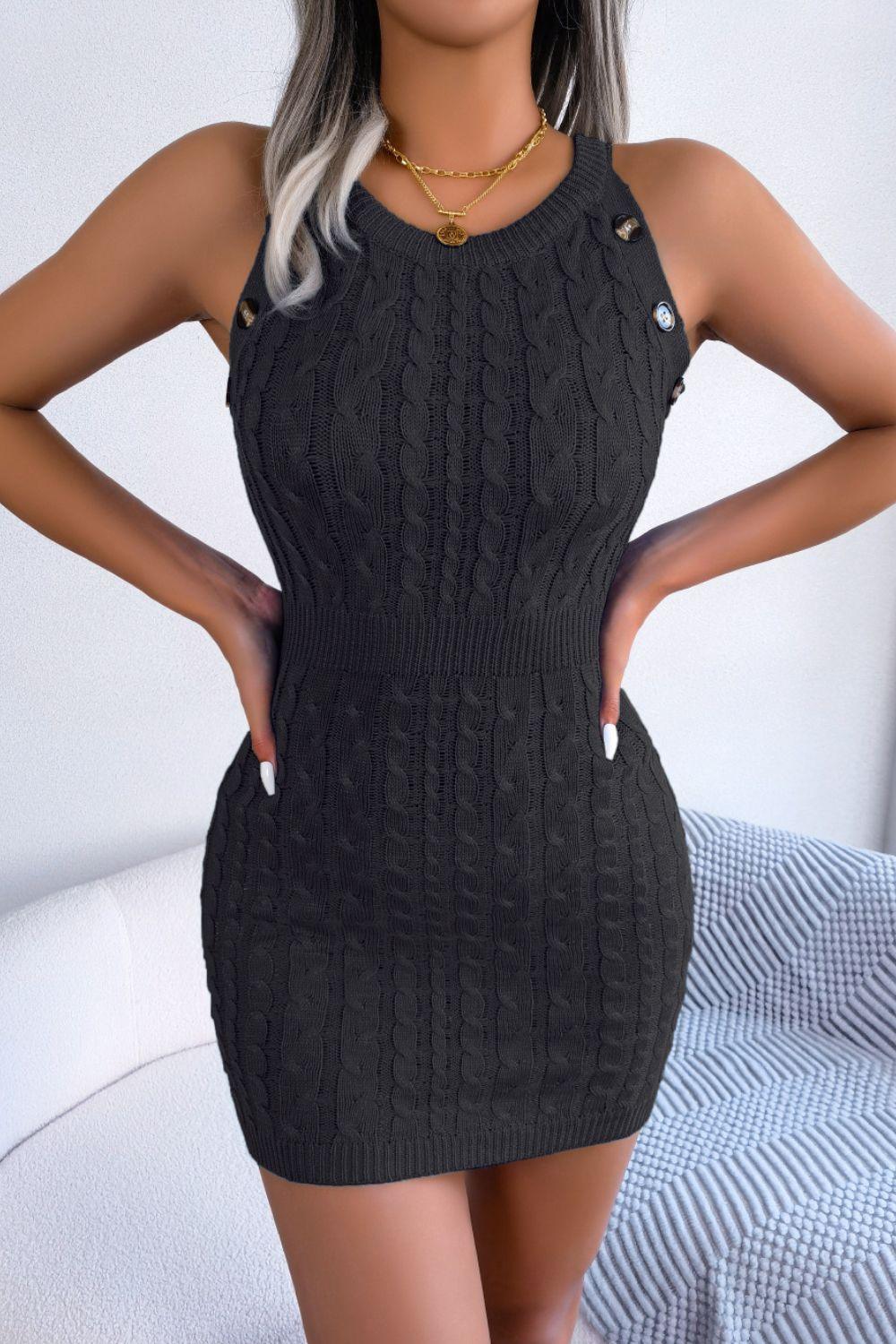 Bootylicious Decorative Bodycon Cable Knit Mini Dress - MXSTUDIO.COM