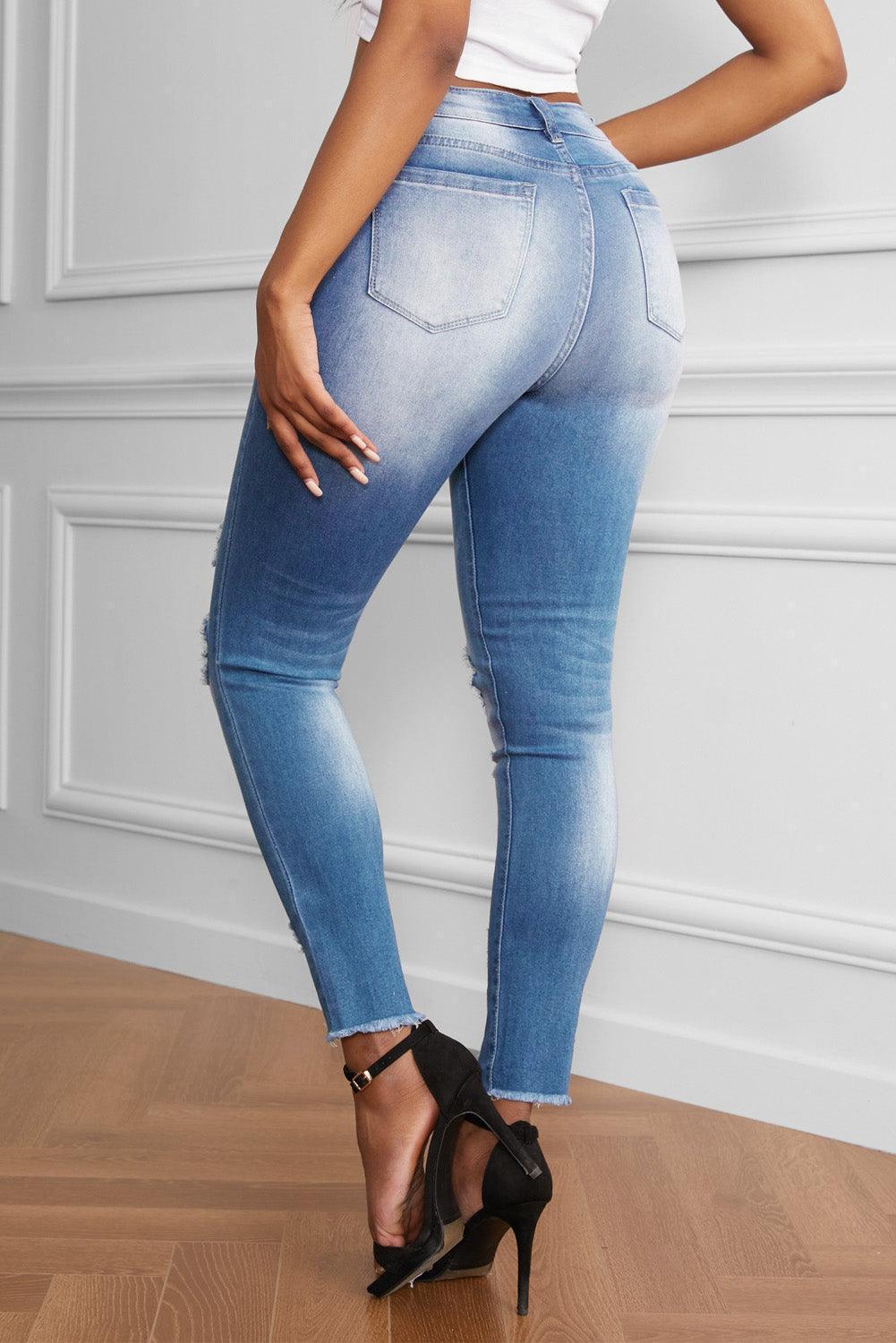 Bootylicious Faded High Rise Skinny Jeans - MXSTUDIO.COM
