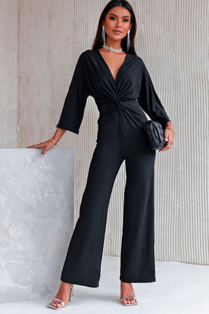 Boss Lady Straight Leg Plunge Jumpsuit - MXSTUDIO.COM - Stylish Womens Clothing