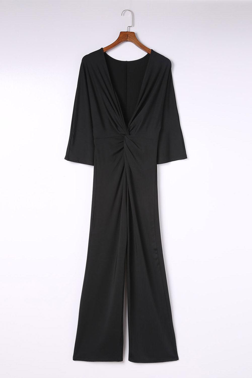 Boss Lady Straight Leg Plunge Jumpsuit - MXSTUDIO.COM - Stylish Womens Clothing