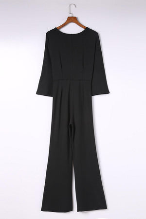 Boss Lady Straight Leg Plunge Jumpsuit - MXSTUDIO.COM - Stylish Womens Clothing