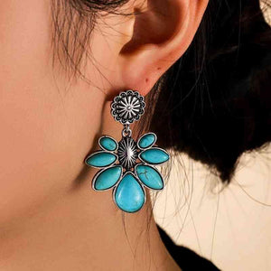 Botanical Beauties Artificial Turquoise Flower Earrings-MXSTUDIO.COM