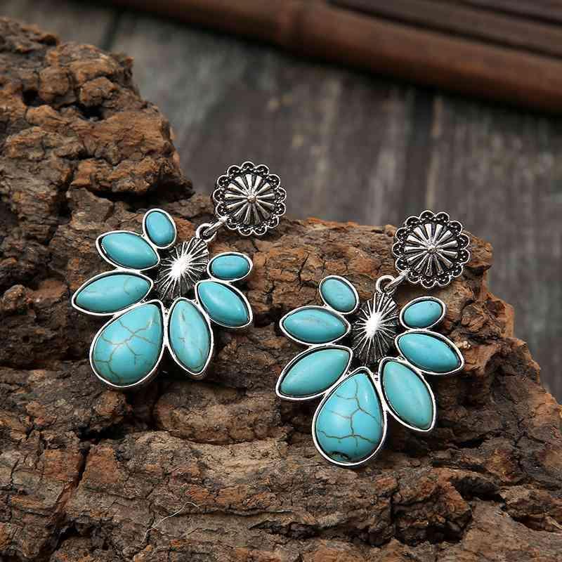 Botanical Beauties Artificial Turquoise Flower Earrings-MXSTUDIO.COM