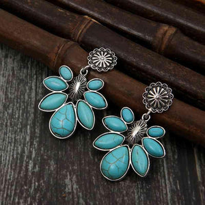 Botanical Beauties Artificial Turquoise Flower Earrings-MXSTUDIO.COM