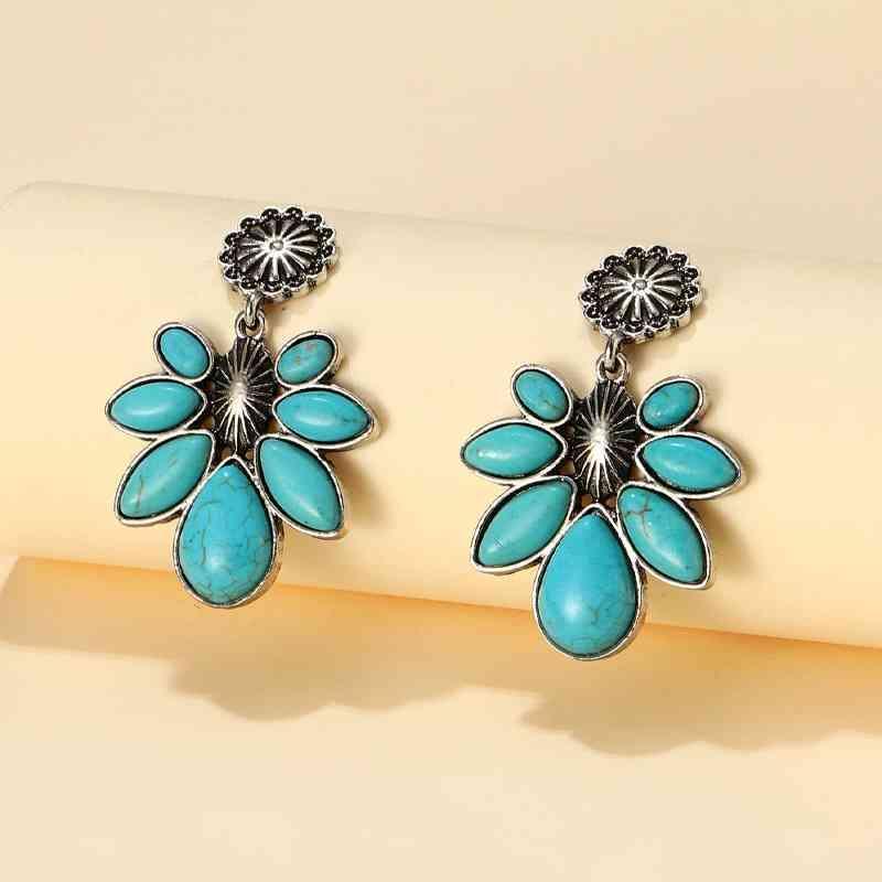 Botanical Beauties Artificial Turquoise Flower Earrings-MXSTUDIO.COM