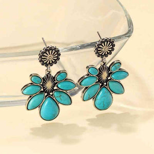 Botanical Beauties Artificial Turquoise Flower Earrings-MXSTUDIO.COM