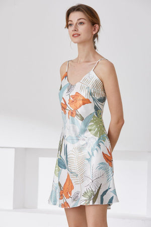 Botanical Dreams Sleeveless Satin Nightgown - MXSTUDIO.COM