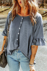 Bouncy Sunday Half Flounce Sleeve Blouse - MXSTUDIO.COM