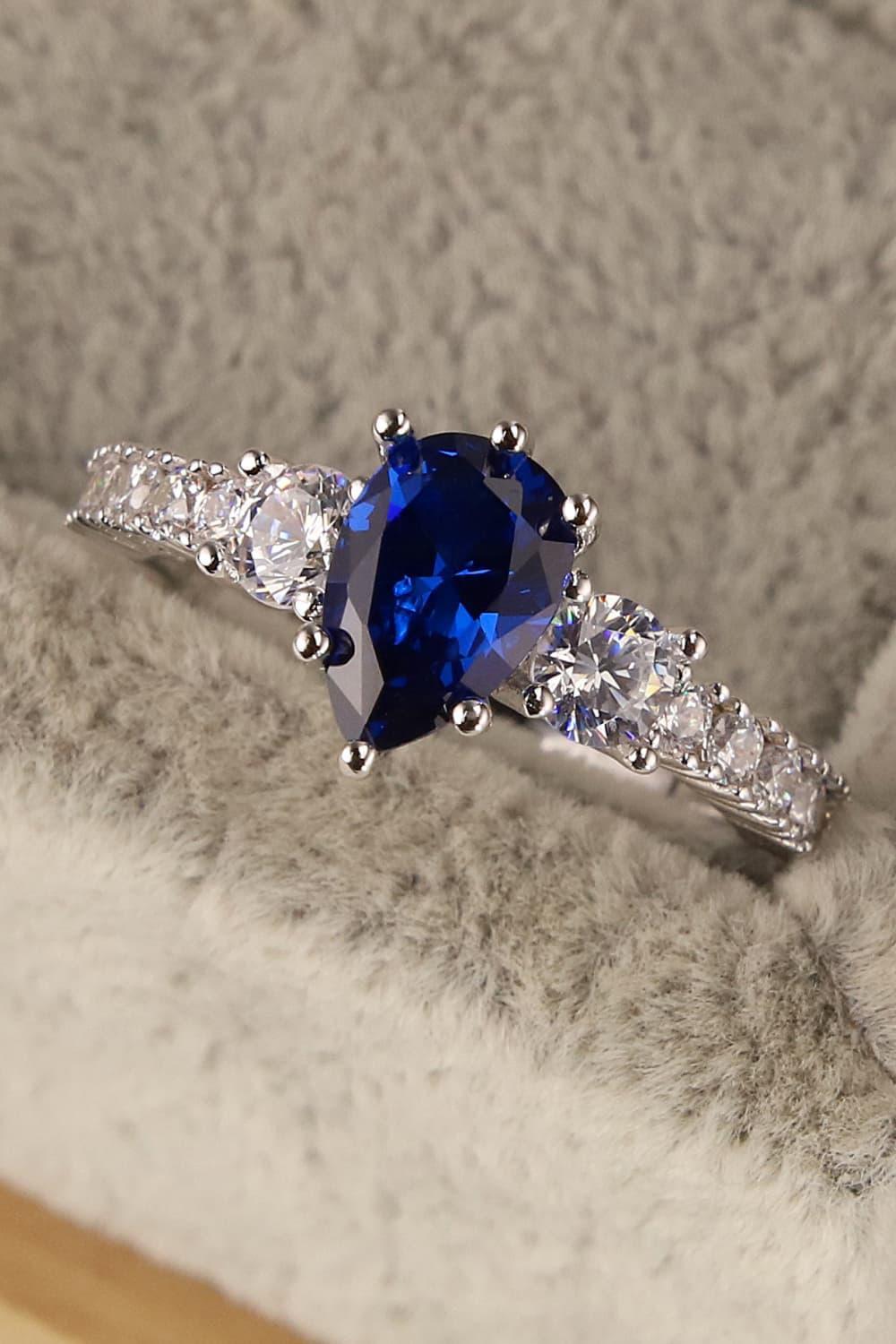 Boundless Sparkle Blue Pear Shape Spinel Ring - MXSTUDIO.COM