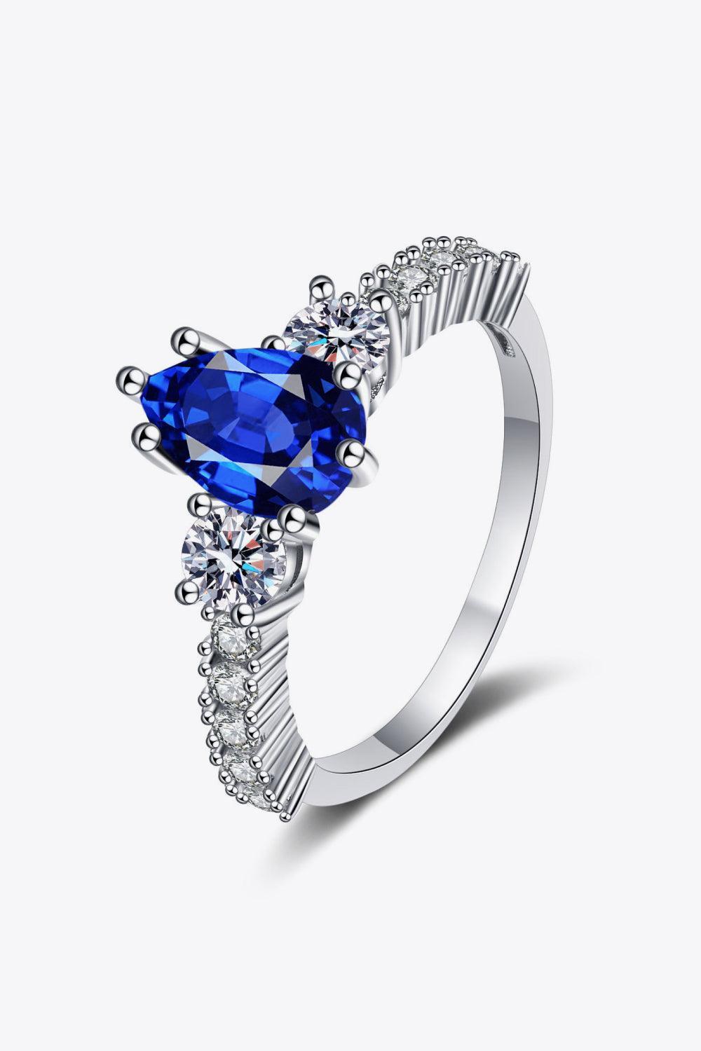 Boundless Sparkle Blue Pear Shape Spinel Ring - MXSTUDIO.COM