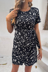 Brave Heart Short Sleeve Tie Waist Dress - MXSTUDIO.COM