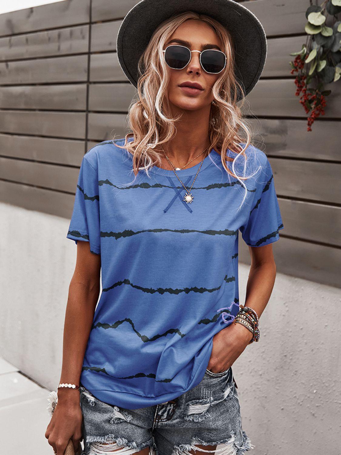 Brave Short Sleeve Striped T Shirt - MXSTUDIO.COM