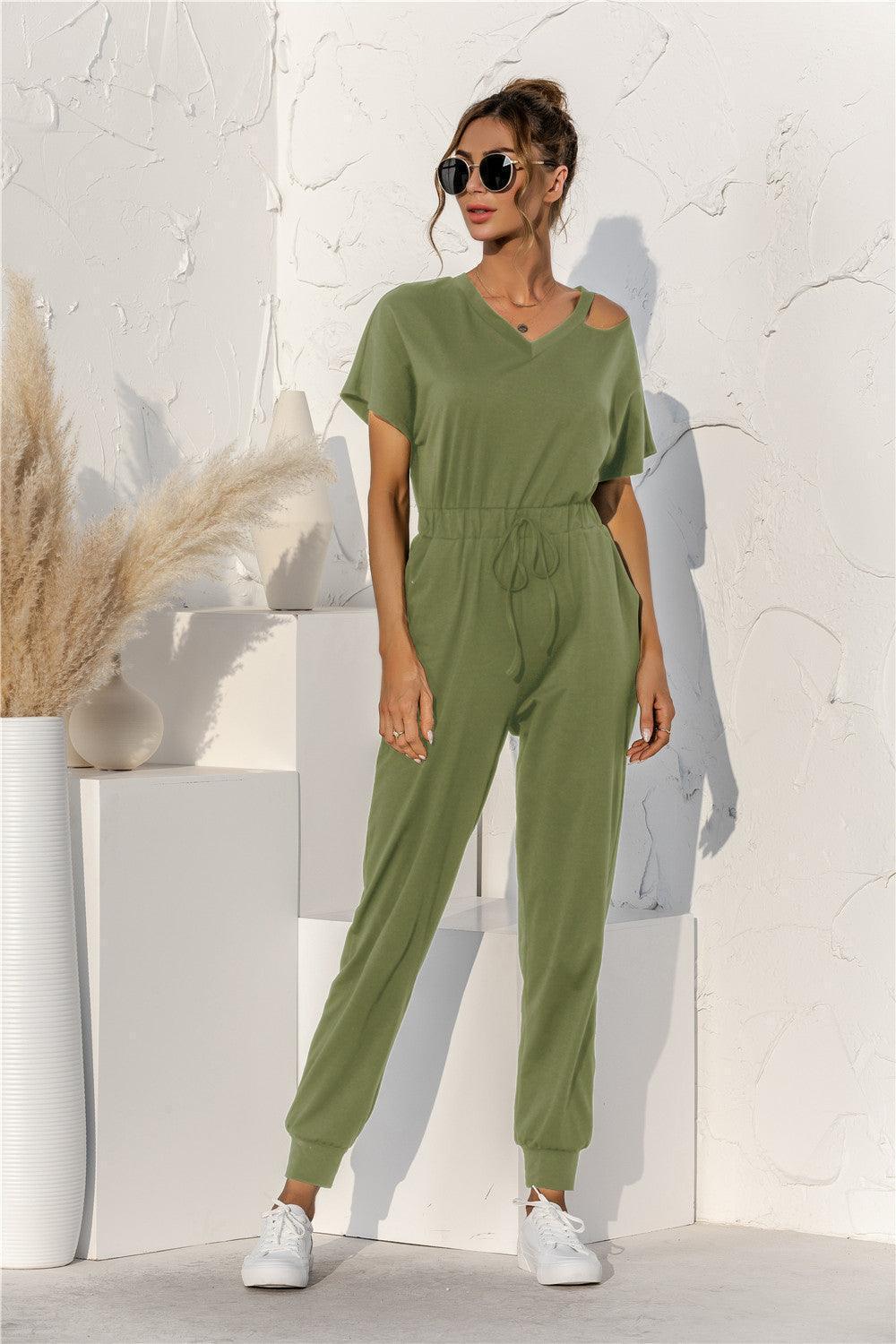 Breathtaking Drawstring Waist Cut Out Jumpsuit - MXSTUDIO.COM