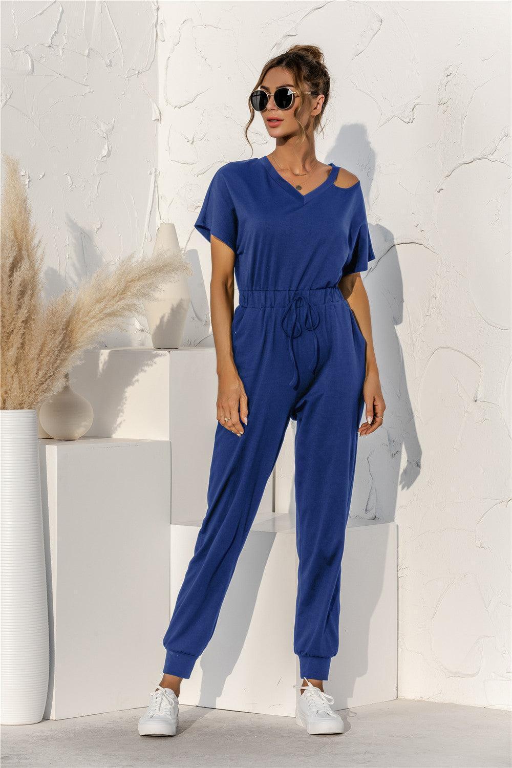 Breathtaking Drawstring Waist Cut Out Jumpsuit - MXSTUDIO.COM