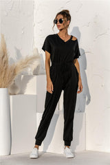 Breathtaking Drawstring Waist Cut Out Jumpsuit - MXSTUDIO.COM