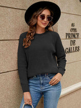 Breezy Chic Crew Neck Raglan Sleeve Sweater-MXSTUDIO.COM