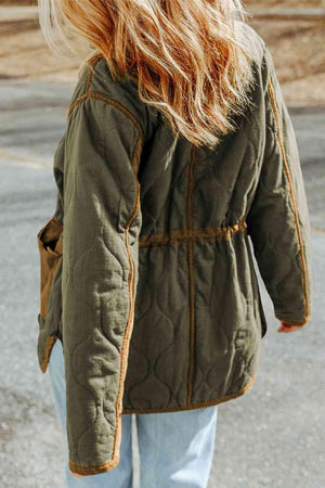 Breezy Chic Zip-Up Drawstring Waist Jacket-MXSTUDIO.COM