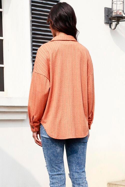 Breezy Day Glow Textured Button Down Shacket-MXSTUDIO.COM