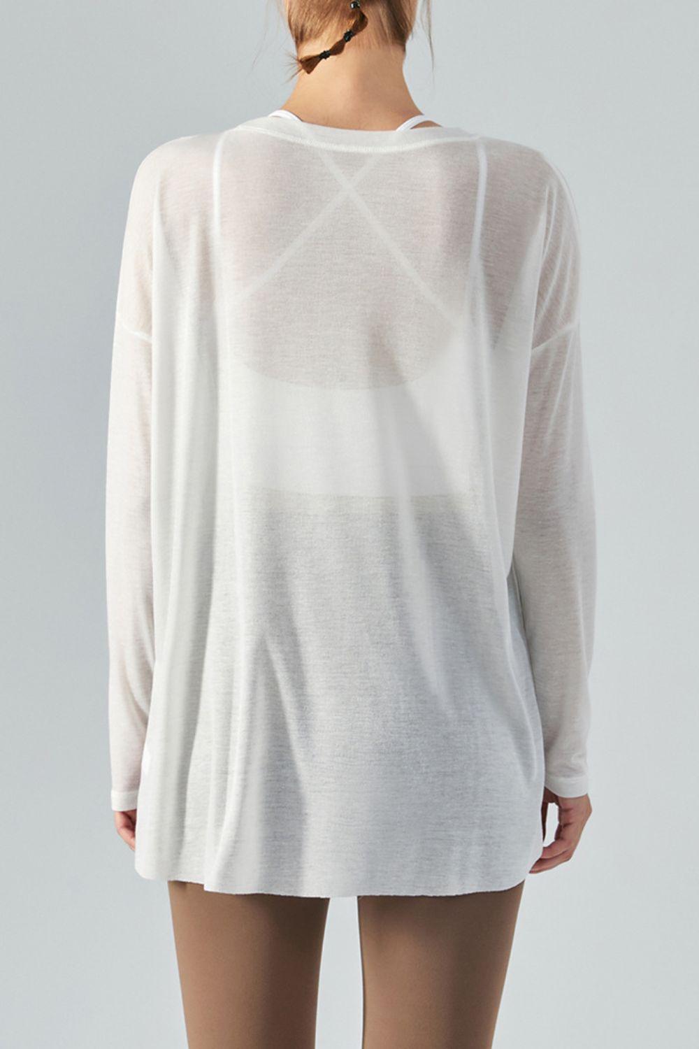 Breezy Sheer Slit Tunic Sports Top - MXSTUDIO.COM