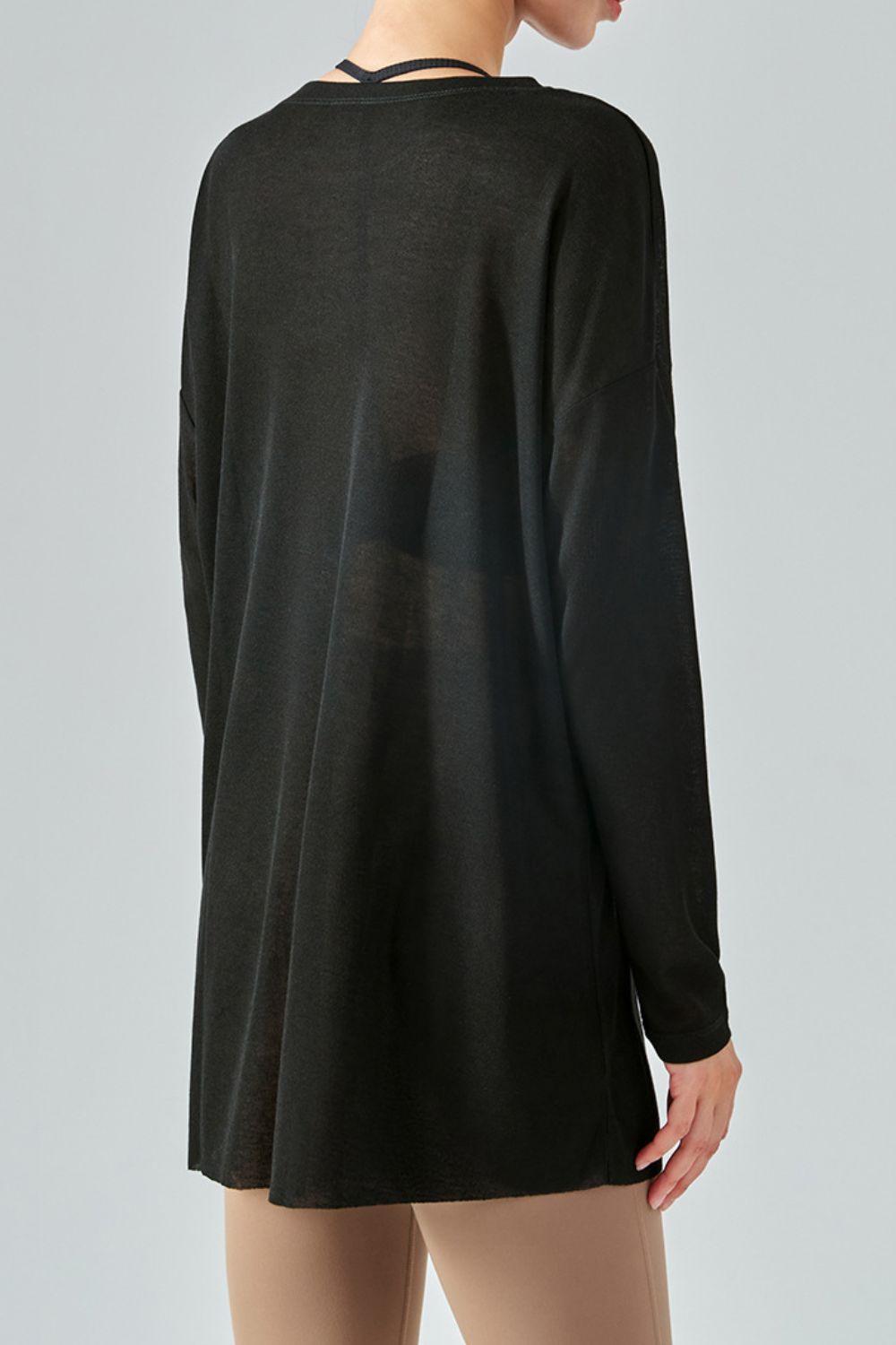 Breezy Sheer Slit Tunic Sports Top - MXSTUDIO.COM