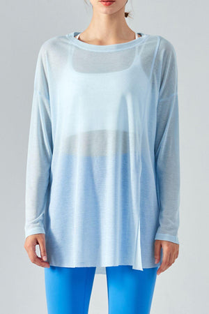 Breezy Sheer Slit Tunic Sports Top - MXSTUDIO.COM