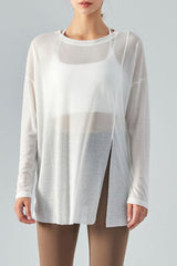 Breezy Sheer Slit Tunic Sports Top - MXSTUDIO.COM