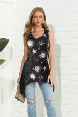 Breezy Strappy Printed Womens Black Tank Top - MXSTUDIO.COM