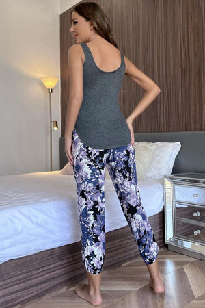 Breezy Tank And Floral Lounge Pants Set - MXSTUDIO.COM