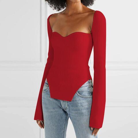 Bridgerton Inspired Knit Sweetheart Neck Sweater-MXSTUDIO.COM