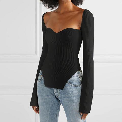 Bridgerton Inspired Knit Sweetheart Neck Sweater-MXSTUDIO.COM