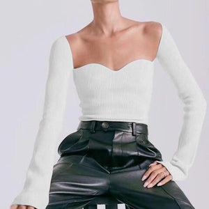 Bridgerton Inspired Knit Sweetheart Neck Sweater-MXSTUDIO.COM