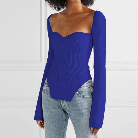 Bridgerton Inspired Knit Sweetheart Neck Sweater-MXSTUDIO.COM