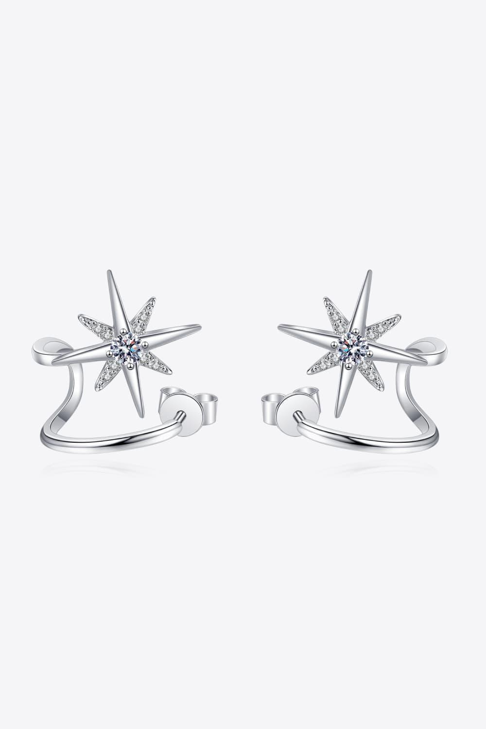 Bright Future Star Shape Moissanite Huggie Earrings - MXSTUDIO.COM