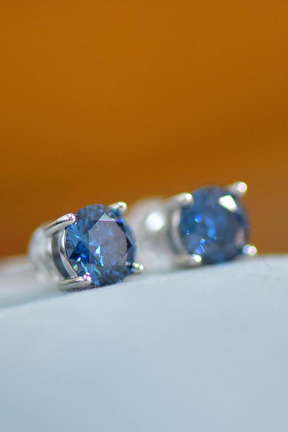 Bright Outlook 2 Carat Blue Moissanite Earrings - MXSTUDIO.COM