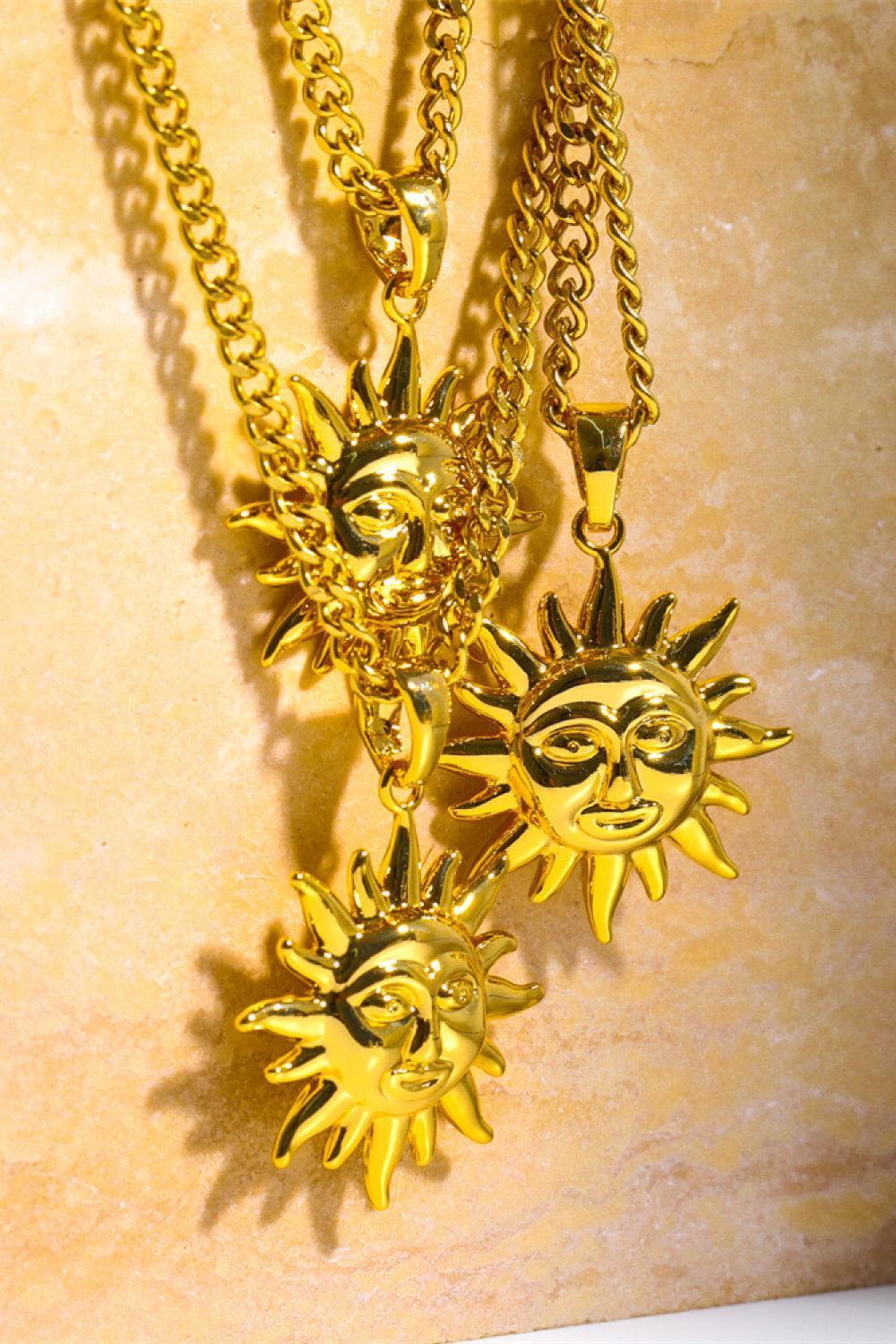 Brightly Shining Sun Pendant Copper Necklace - MXSTUDIO.COM