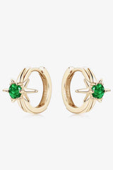 Brilliant Glow Lab-Grown Emerald Huggie Earrings-MXSTUDIO.COM