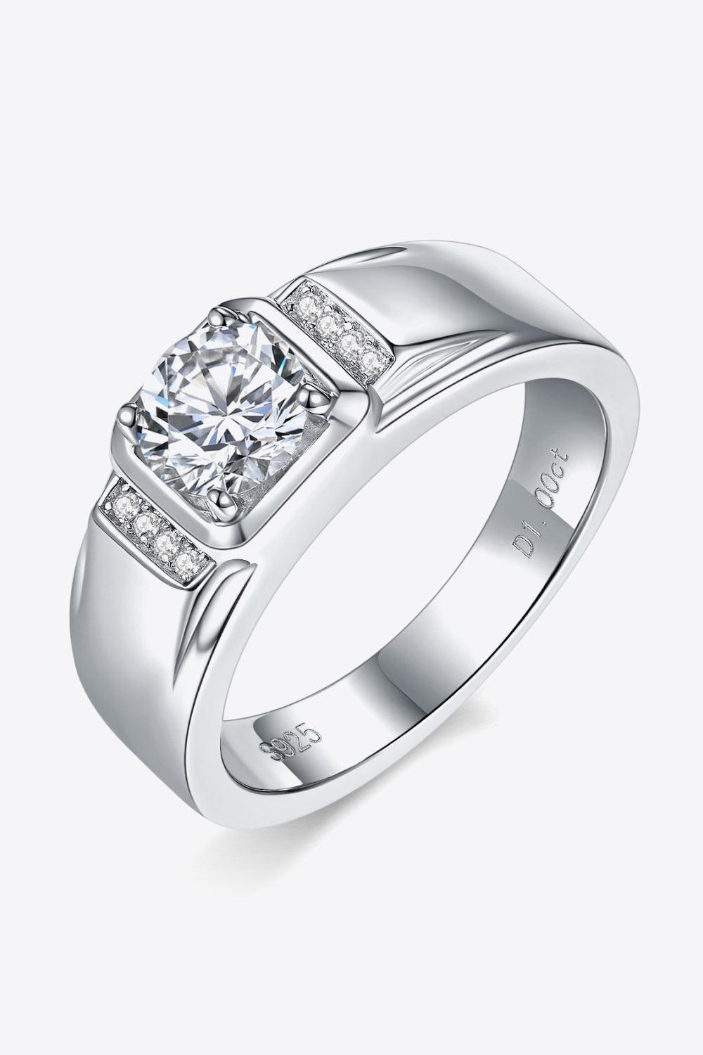 Brilliant Shine Platinum-Plated 1 Carat Moissanite Ring - MXSTUDIO.COM