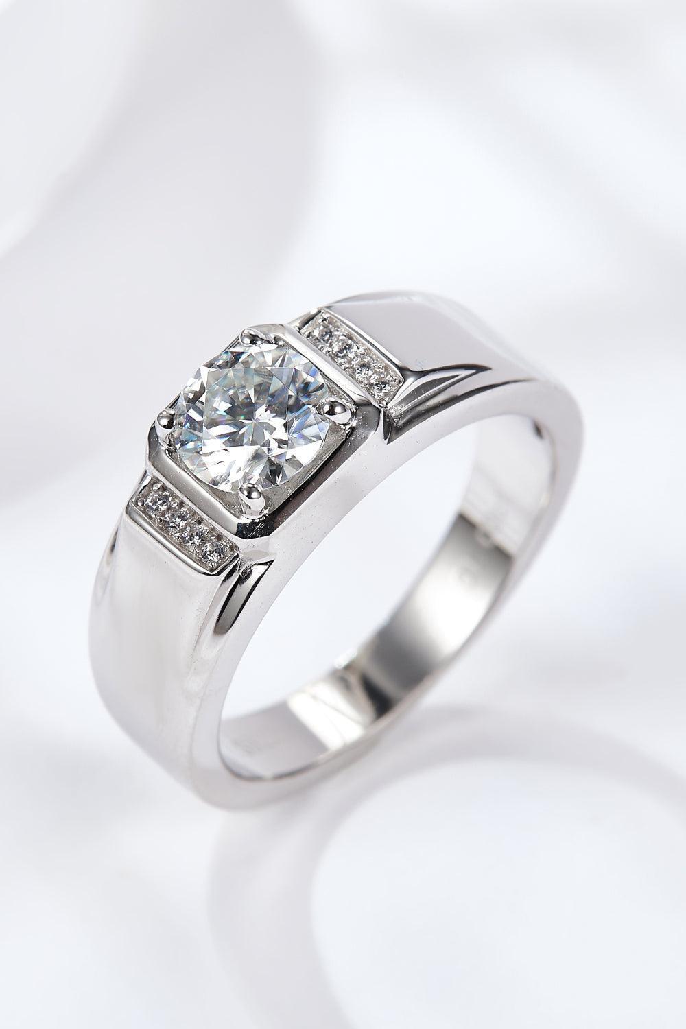 Brilliant Shine Platinum-Plated 1 Carat Moissanite Ring - MXSTUDIO.COM