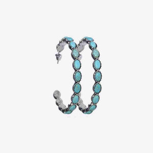 Bring Glamour Artificial Turquoise C-Hoop Earrings-MXSTUDIO.COM