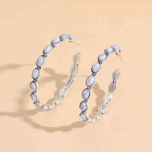 Bring Glamour Artificial Turquoise C-Hoop Earrings-MXSTUDIO.COM