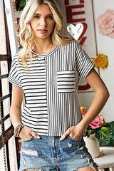 Bubbly Short Sleeve Striped Tee - MXSTUDIO.COM